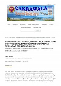 PENGARUH CEO POWER, LIKUIDITAS, KEPEMILIKAN INSTITUSIONAL, DAN UKURAN PERUSAHAAN TERHADAP PERINGKAT SUKUK